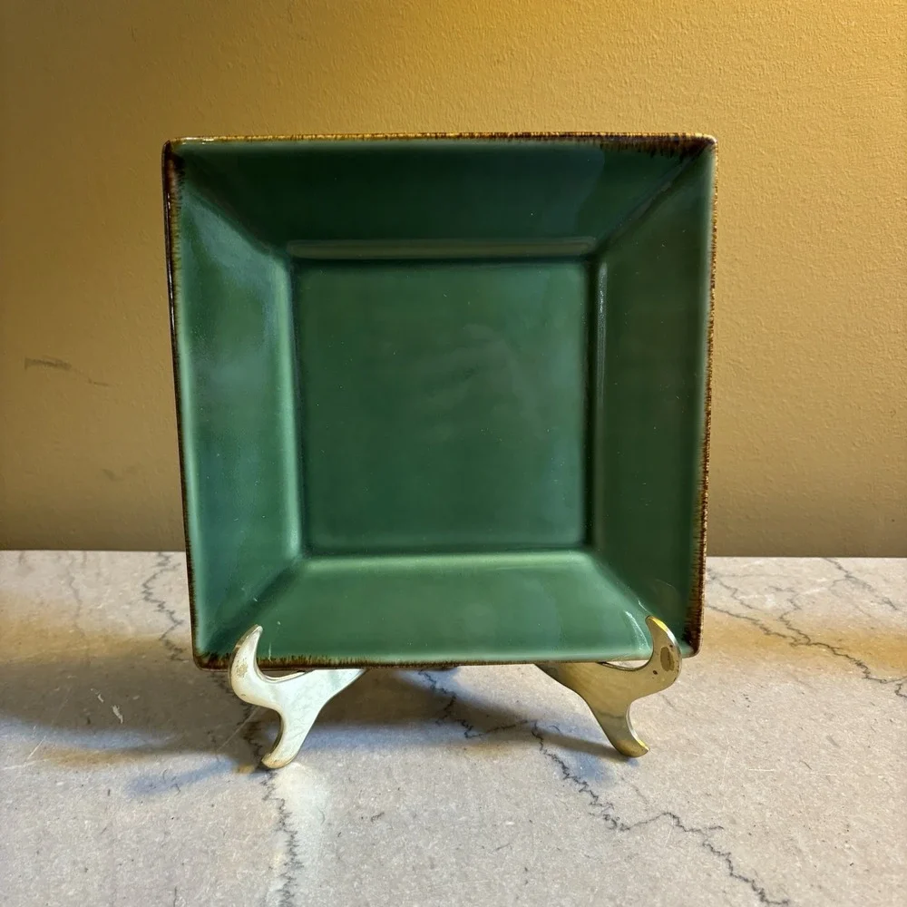 Pottery Barn Green Asian Square Salad Plate 8 ‎ 1/8